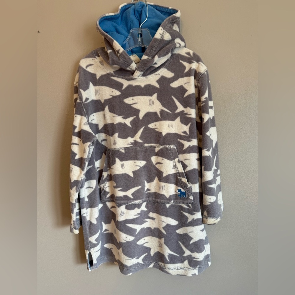 Mini Boden Gray Shark Pattern swim cover up size 6-7 years